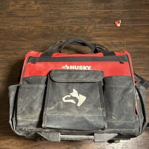 Husky Rolling Tool Bag 14" Weatherproof Zippered Top Polyester